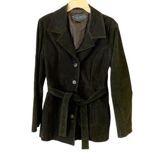 Paris Blues | Medium | Vintage Black Suede Leather Coat Jacket